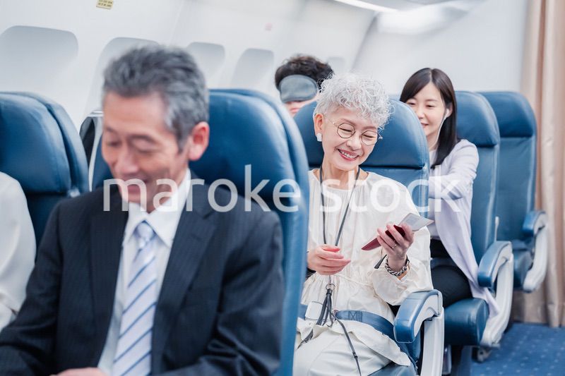 飛行機で移動する乗客