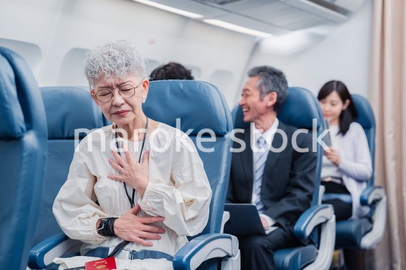 飛行機で移動する乗客