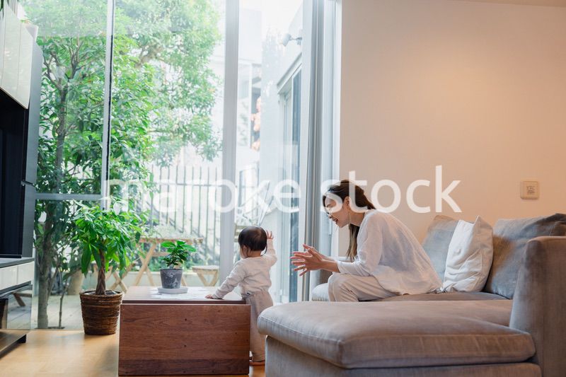 家で赤ちゃんと一緒に暮らすお母さん