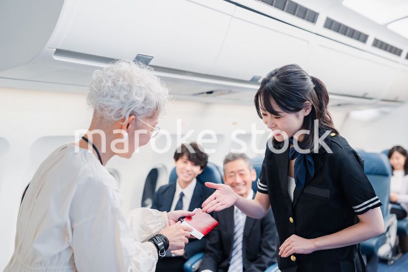 飛行機の機内で過ごす乗客