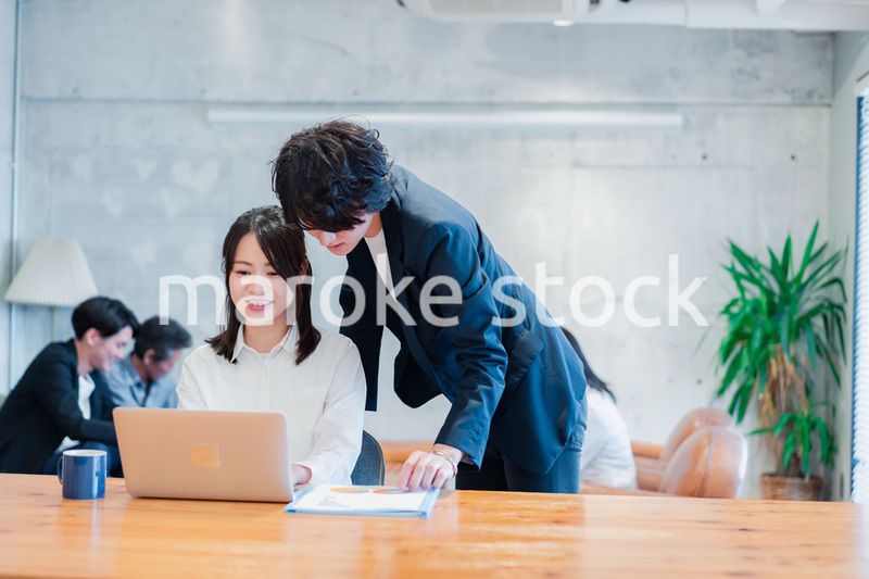 上司の指導を受ける若いビジネスウーマン