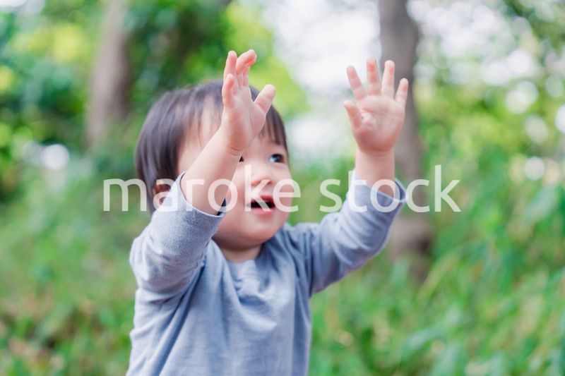 手を上に上げる子供