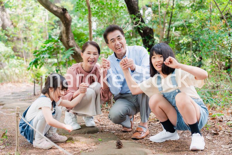 田舎の祖父母の家で遊ぶ孫たち