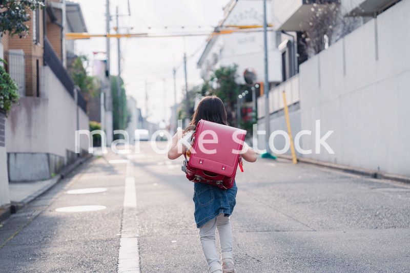 ランドセルを背負って通学をする小学生の女の子