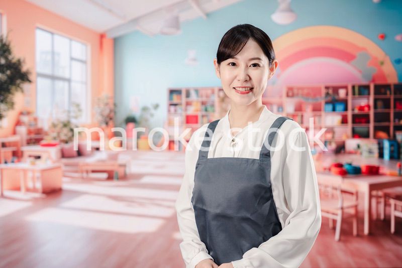 笑顔で仕事をする保育士