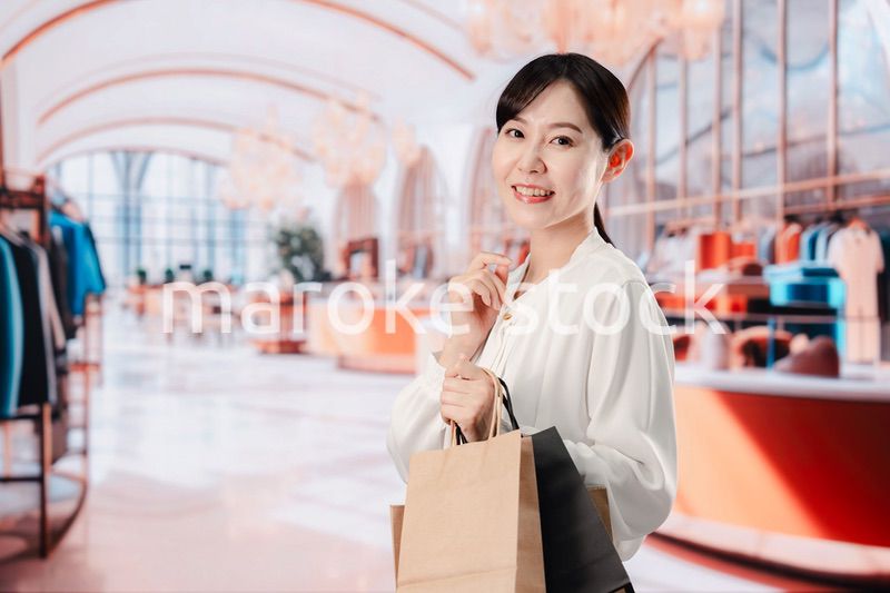 ショッピングを楽しむ若い女性