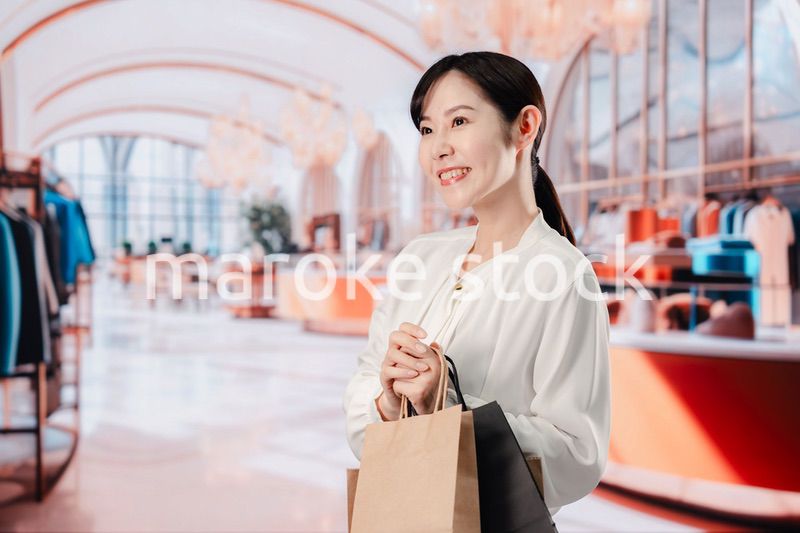 ショッピングを楽しむ若い女性