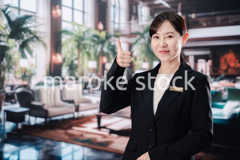 笑顔でお客様を迎えるホテルスタッフの女性