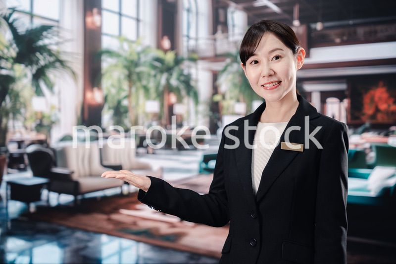 笑顔でお客様を迎えるホテルスタッフの女性