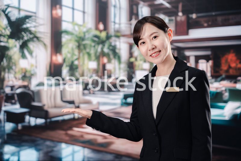 笑顔でお客様を迎えるホテルスタッフの女性