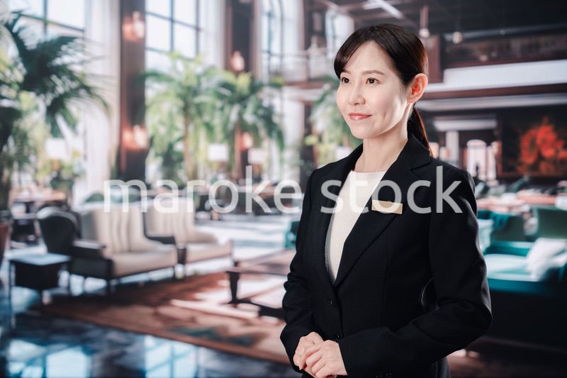 笑顔でお客様を迎えるホテルスタッフの女性
