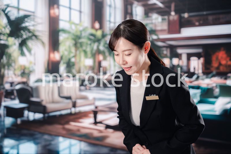 笑顔でお客様を迎えるホテルスタッフの女性