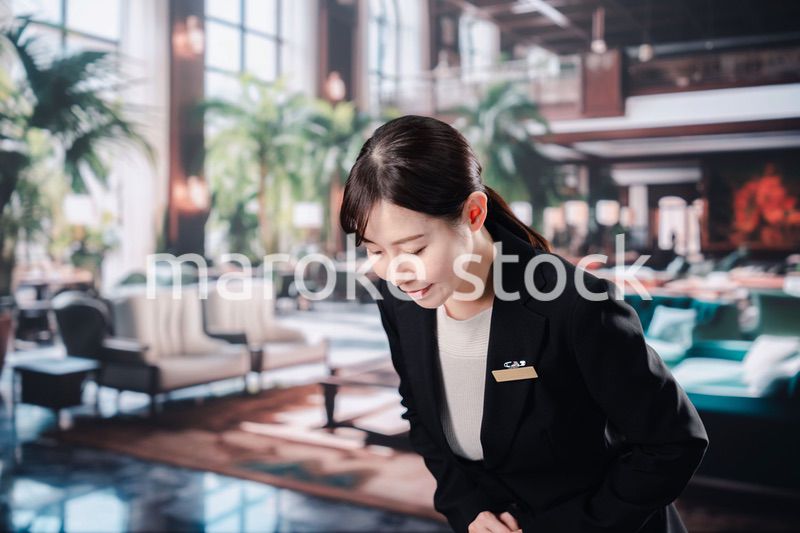 笑顔でお客様を迎えるホテルスタッフの女性