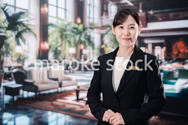 笑顔でお客様を迎えるホテルスタッフの女性