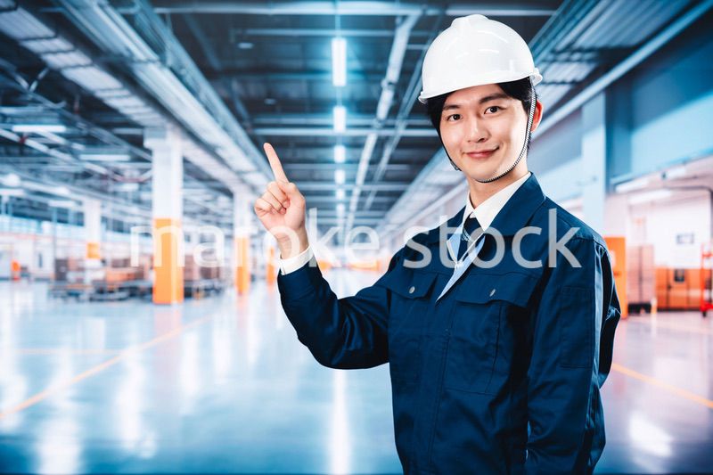 巨大な物流倉庫で働く男性