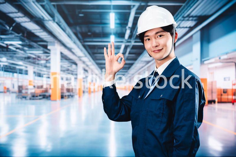 巨大な物流倉庫で働く男性
