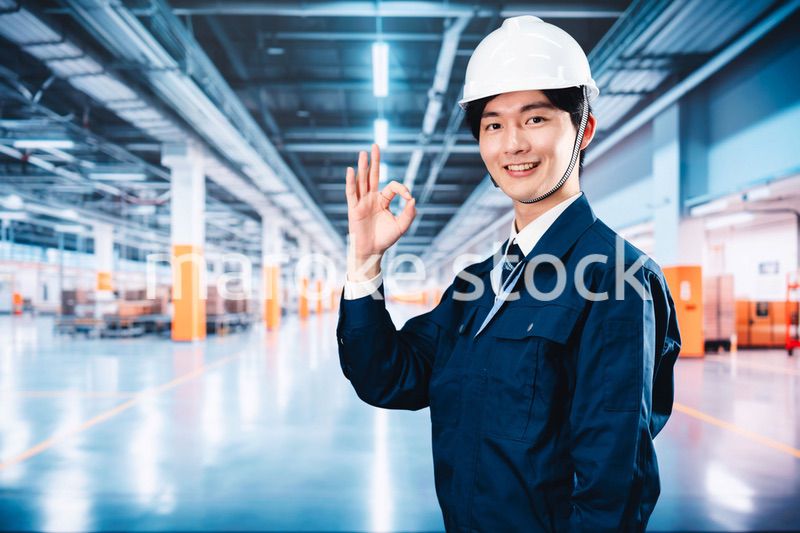 巨大な物流倉庫で働く男性