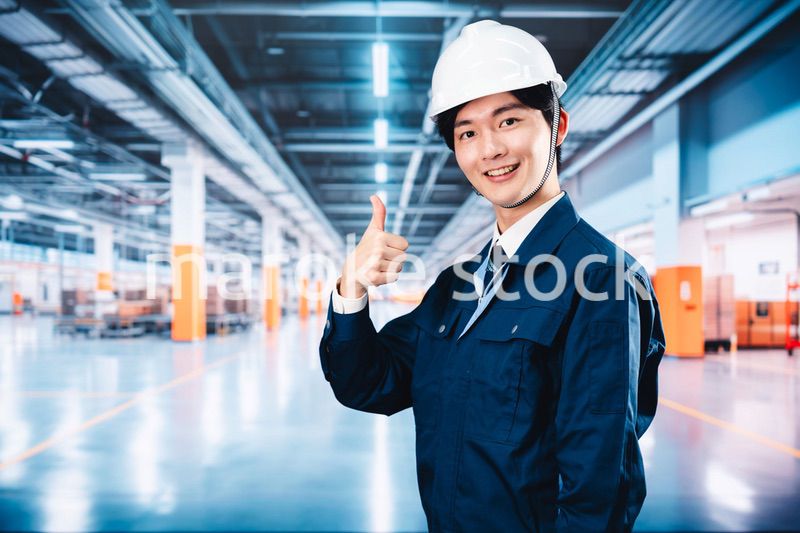 巨大な物流倉庫で働く男性