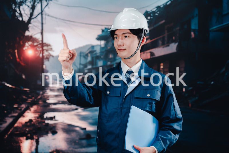 被災地の調査をする調査員