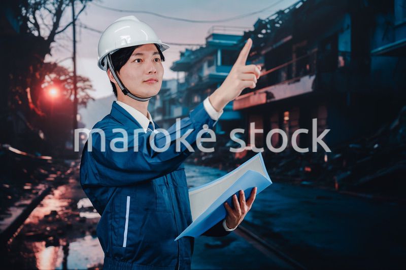 被災地の調査をする調査員