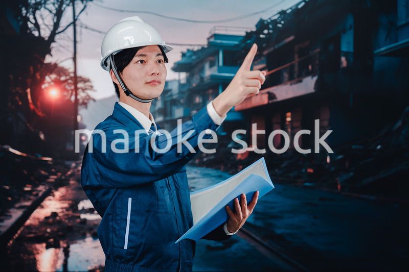 被災地の調査をする調査員