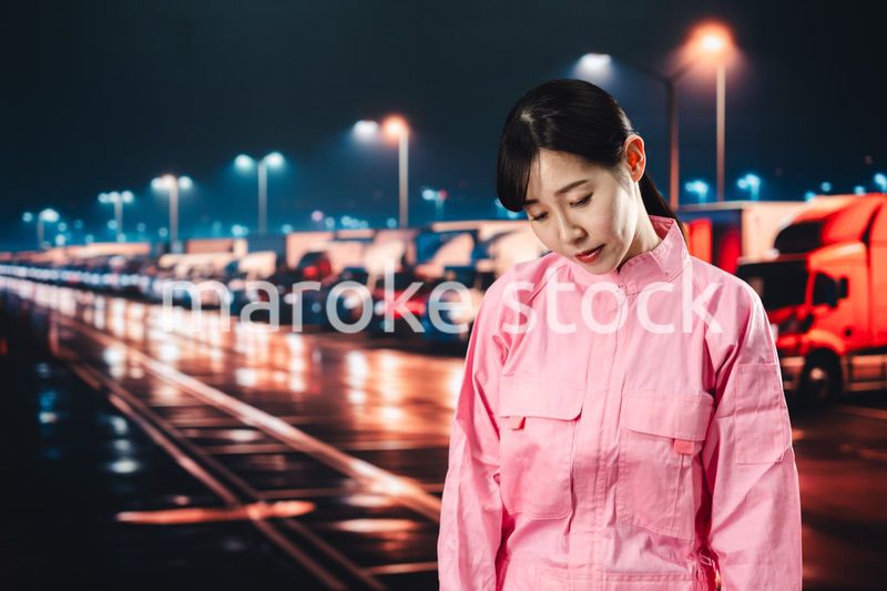 ハードワークで疲労する女性トラックドライバー