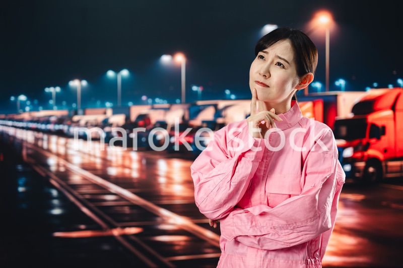 ハードワークで疲労する女性トラックドライバー