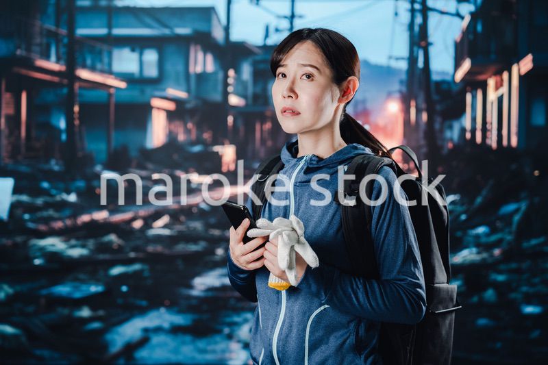 災害に遭い途方に暮れる女性