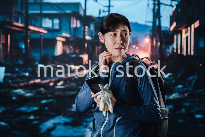 災害に遭い途方に暮れる女性