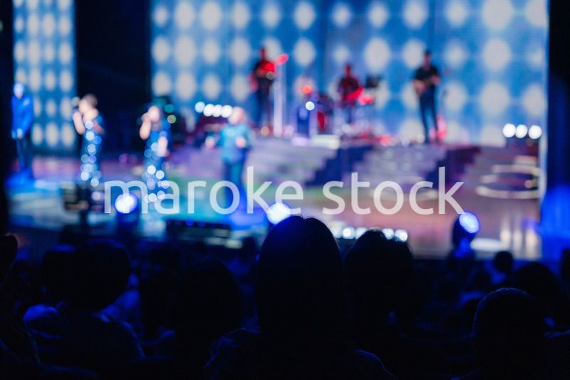 ホールでライブパフォーマンスを鑑賞する客