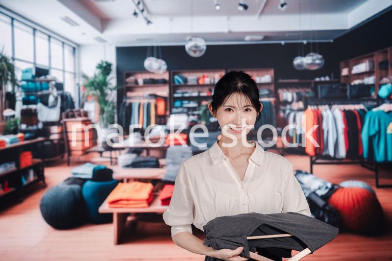 服屋さんで買い物をする若い女性