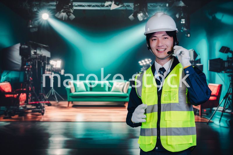 スタジオの大道具担当を務める若い男性
