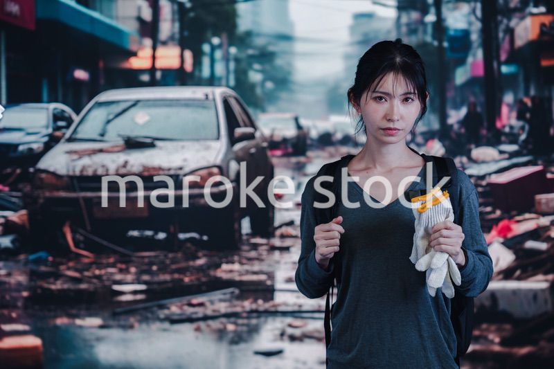 災害で被災した若い女性