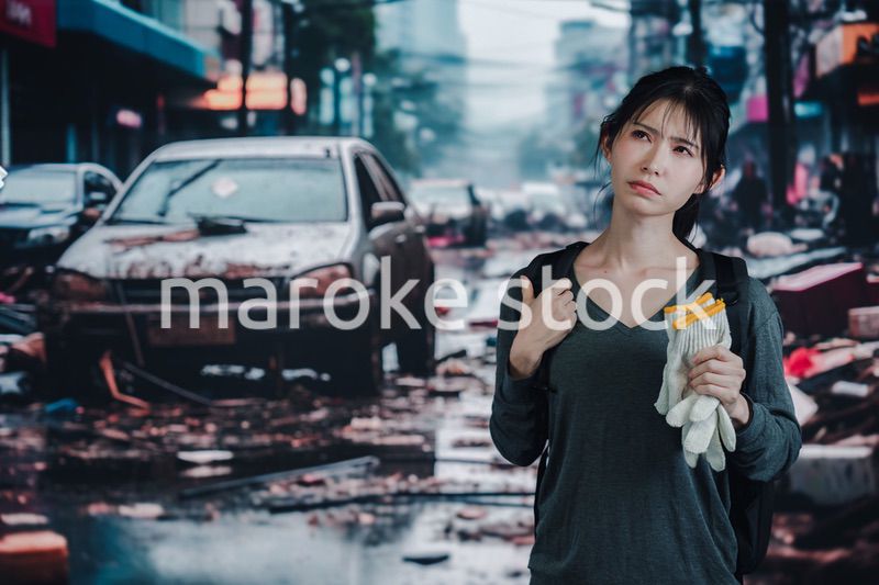 災害で被災した若い女性