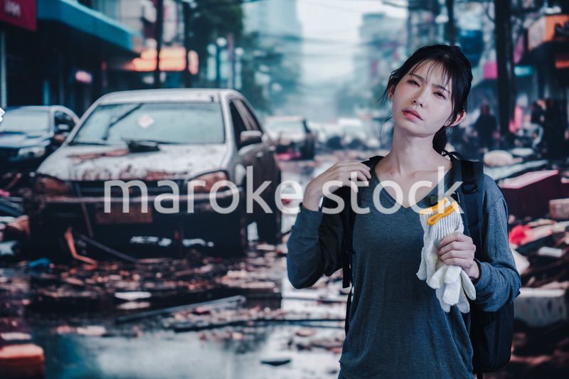 災害で被災した若い女性