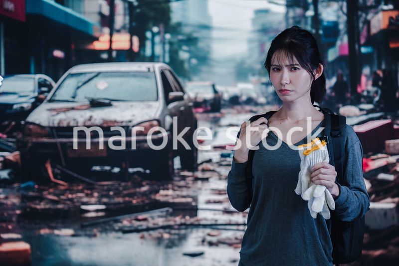 災害で被災した若い女性