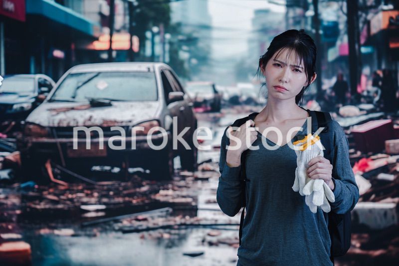 災害で被災した若い女性