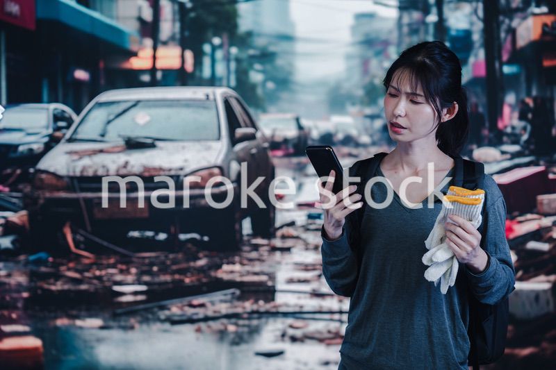 災害で被災した若い女性