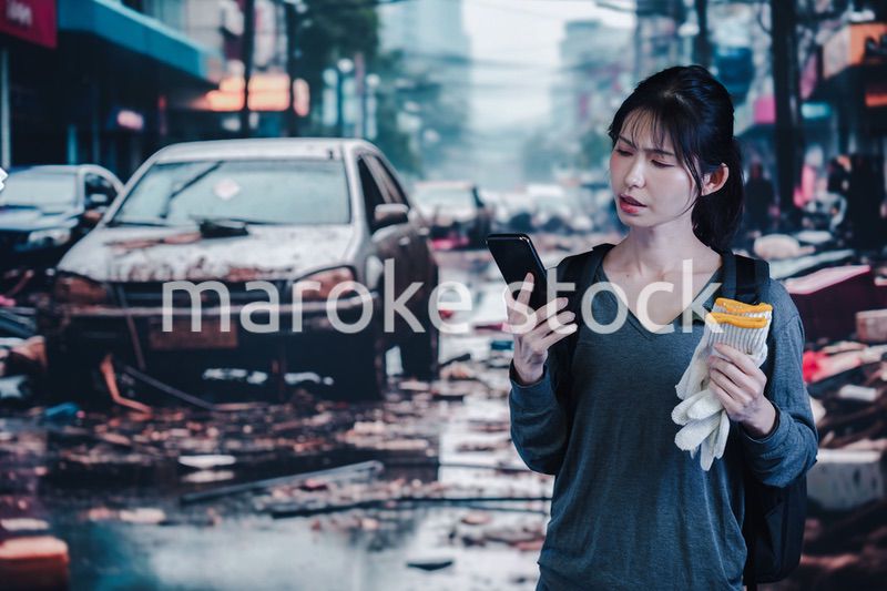 災害で被災した若い女性