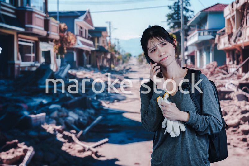 災害で被災した若い女性