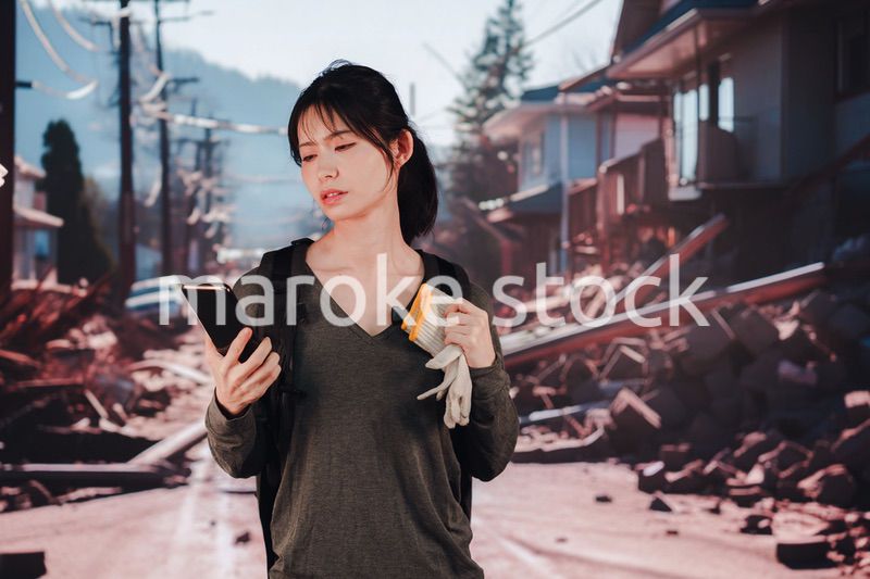 災害で被災した若い女性