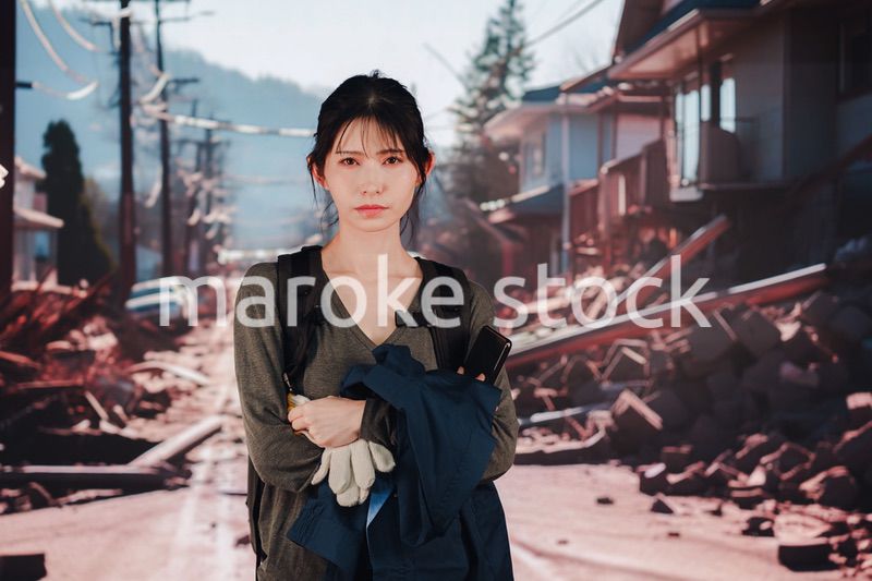 災害で被災した若い女性