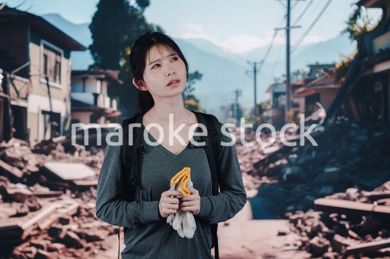 災害で被災した若い女性