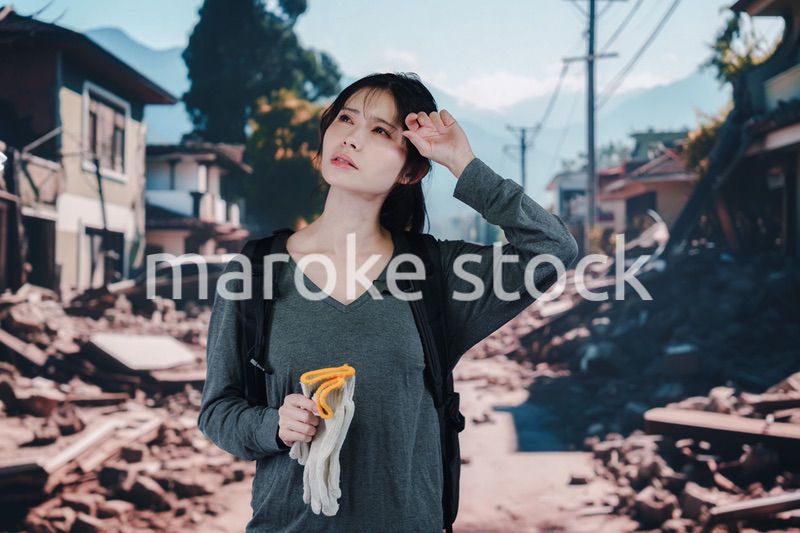 災害で被災した若い女性