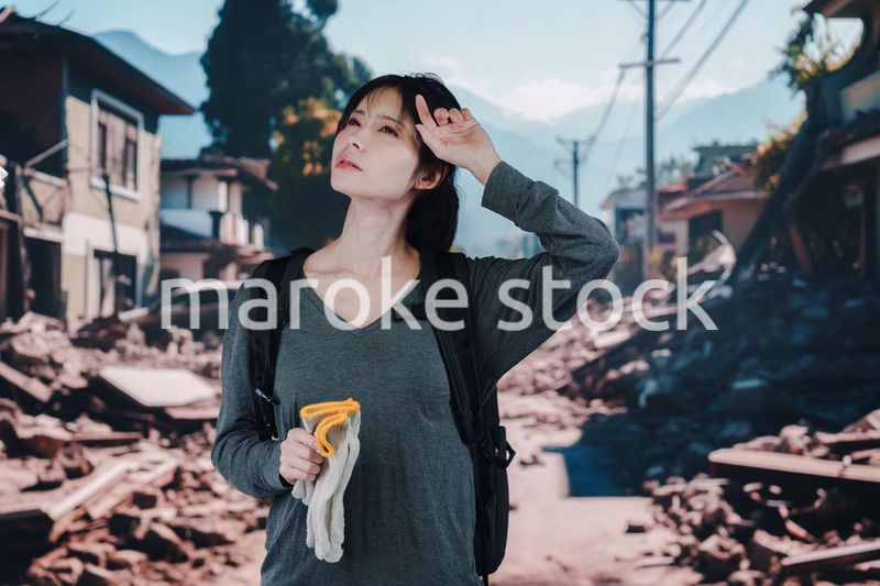 災害で被災した若い女性