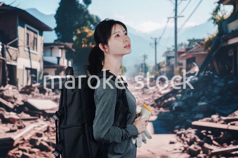 災害で被災した若い女性