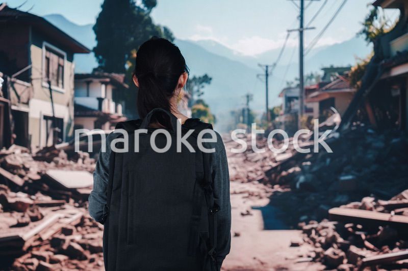 災害で被災した若い女性