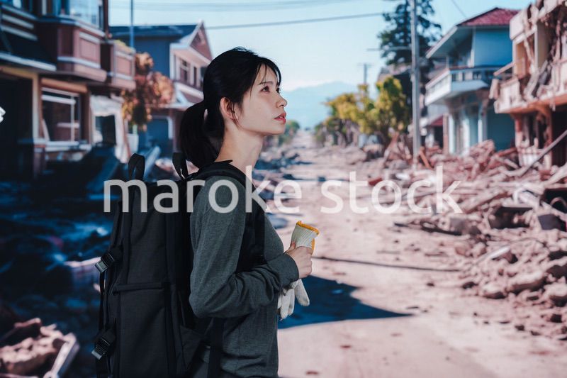 災害で被災した若い女性