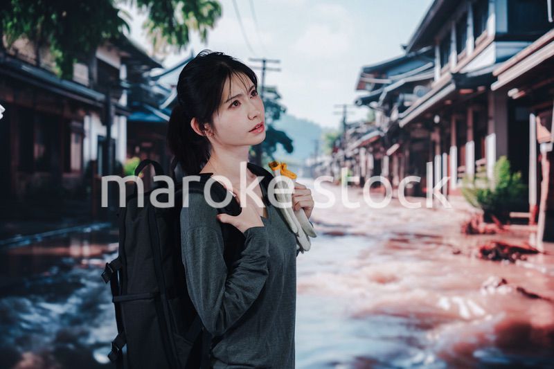 災害で被災した若い女性