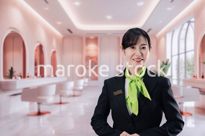 サロンで接客をする若い女性